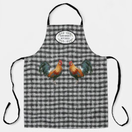 ファーム素朴ハウスルスターブラックnホワイトキッチン エプロン