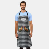 ファーム素朴ハウスルスターブラックnホワイトキッチン エプロン (着用した状態)