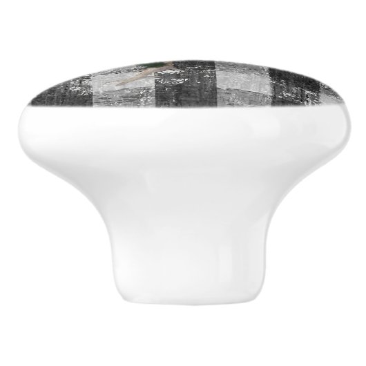 ファーム素朴ハウスルスター白黒ギンガムチェック セラミックノブ (側面)