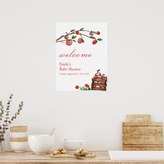 ファーム素朴ラディバグアップルガールベビーシャワーウェルカム ポスター (キッチン)
