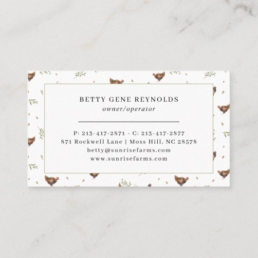 ファーム素朴ーと養蜂場 | フリーレンジエッグ&ハニー 名刺 (裏面)