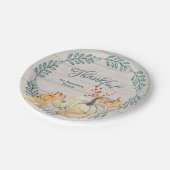 ファーム素朴感謝祭ファミリーウォーターカラーパンプキン ペーパープレート (アングル)