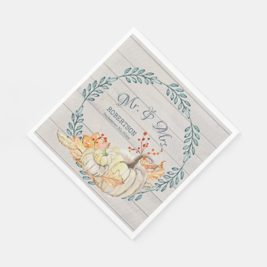 ファーム素朴紅葉nカボチャブライダルシャワー スタンダードランチョンナプキン (角)