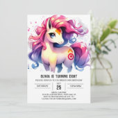 ファーム編集可能ホース誕生日 招待状 (スタンド正面)