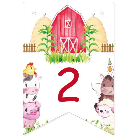 ファーム誕生日のプレイドパーソナライズされた写真 バンティングフラッグ (第1の旗)