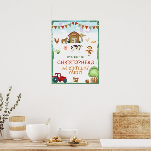 ファーム誕生日カスタムウェルカムサイン ポスター (キッチン)