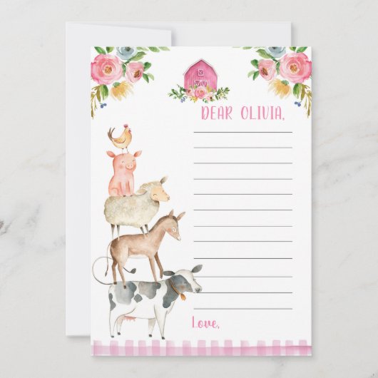 ファーム誕生日ガール納屋周囲の庭タイムカプセルカード カード (正面)