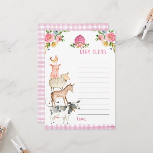 ファーム誕生日ガール納屋周囲の庭タイムカプセルカード カード (正面/裏面インサイチュ)