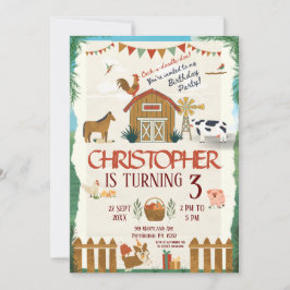 ファーム誕生日キッズ納屋周囲の庭 招待状