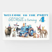 ファーム誕生日トラクターアニマルパーティー歓迎 横断幕 (横)