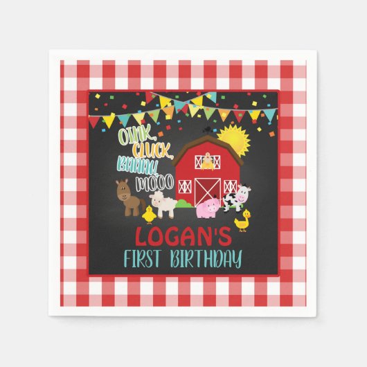 ファーム誕生日ナプキン スタンダードカクテルナプキン (正面)