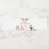 ファーム誕生日ピンク納屋周囲の庭動物ガールデコール ペットボトルラベル (シングルラベル)