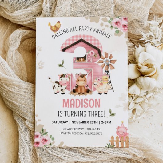 ファーム誕生日ファームアニマルズ3rd誕生日招待状 招待状