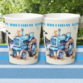 ファーム誕生日ブルートラクターパーティー 紙コップ