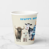 ファーム誕生日ブルートラクターパーティー 紙コップ (正面)