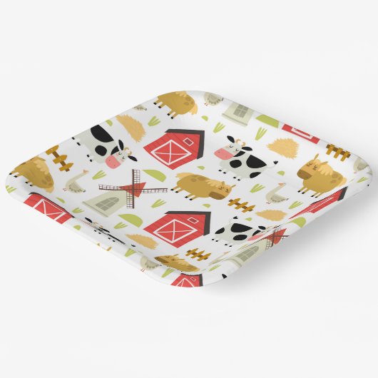 ファーム誕生日ベビーシャワー ペーパープレート (傾斜あり)