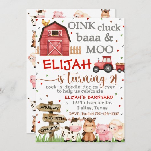 ファーム誕生日招待状オインククラブバモーア 招待状 (正面/裏面)