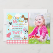 ファーム誕生日招待状オールドマクドナルドファームパーティー 招待状 (正面)