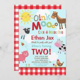 ファーム誕生日招待状オールドマクドナルドファームパーティー 招待状