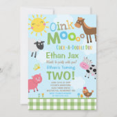 ファーム誕生日招待状オールドマクドナルドファームパーティー 招待状 (正面)