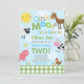 ファーム誕生日招待状オールドマクドナルドファームパーティー 招待状 (スタンド正面)