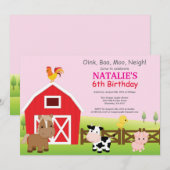 ファーム誕生日招待状カントリー納屋周囲の庭パーティー 招待状 (正面/裏面)