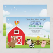 ファーム誕生日招待状カントリー納屋周囲の庭パーティー 招待状 (正面/裏面)