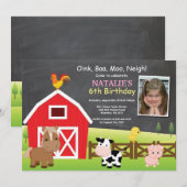 ファーム誕生日招待状カントリー納屋周囲の庭パーティー 招待状 (正面/裏面)
