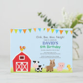 ファーム誕生日招待状カントリー納屋周囲の庭パーティー 招待状 (スタンド正面)