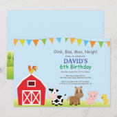 ファーム誕生日招待状カントリー納屋周囲の庭パーティー 招待状 (正面/裏面)