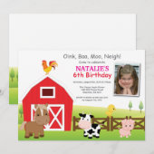 ファーム誕生日招待状カントリー納屋周囲の庭パーティー 招待状 (正面/裏面)
