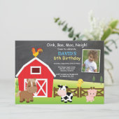 ファーム誕生日招待状カントリー納屋周囲の庭パーティー 招待状 (スタンド正面)