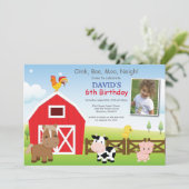 ファーム誕生日招待状カントリー納屋周囲の庭パーティー 招待状 (スタンド正面)