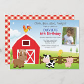 ファーム誕生日招待状カントリー納屋周囲の庭パーティー 招待状 (正面/裏面)
