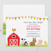 ファーム誕生日招待状カントリー納屋周囲の庭パーティー 招待状 (正面/裏面)