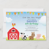 ファーム誕生日招待状カントリー納屋周囲の庭パーティー 招待状 (正面)