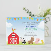 ファーム誕生日招待状カントリー納屋周囲の庭パーティー 招待状 (スタンド正面)