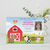 ファーム誕生日招待状カントリー納屋周囲の庭パーティー 招待状 (スタンド正面)