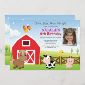 ファーム誕生日招待状カントリー納屋周囲の庭パーティー 招待状 (正面/裏面)