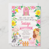 ファーム誕生日招待状ガールファーム招待状 招待状 (正面)