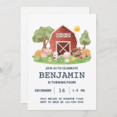 ファーム誕生日招待状バーンドアニマルズ 招待状 (正面/裏面)