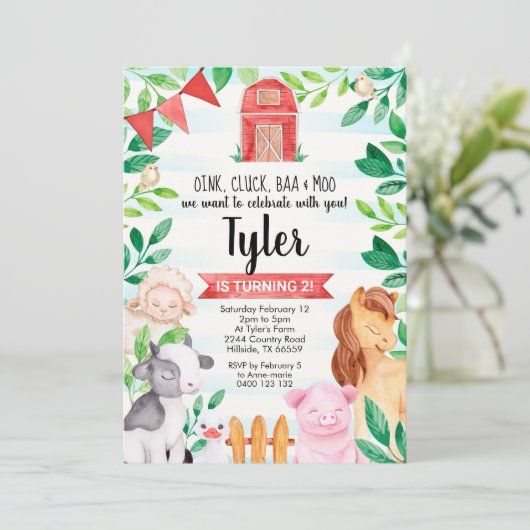 ファーム誕生日招待状ボーイファーム招待状 招待状 (スタンド正面)