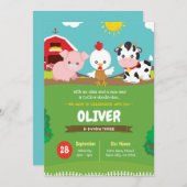 ファーム誕生日招待状牧場パーティー 招待状 (正面/裏面)