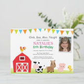 ファーム誕生日招待状納屋周囲の庭パーティー 招待状 (スタンド正面)