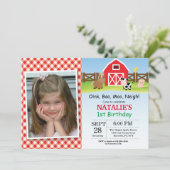 ファーム誕生日招待状納屋周囲の庭パーティー 招待状 (スタンド正面)