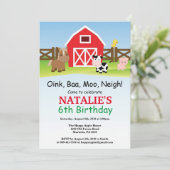 ファーム誕生日招待状納屋周囲の庭パーティー 招待状 (スタンド正面)