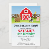 ファーム誕生日招待状納屋周囲の庭パーティー 招待状 (正面/裏面)