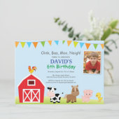 ファーム誕生日招待状納屋周囲の庭パーティー 招待状 (スタンド正面)