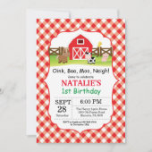 ファーム誕生日招待状納屋周囲の庭パーティー 招待状 (正面)