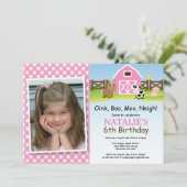 ファーム誕生日招待状納屋周囲の庭パーティー 招待状 (スタンド正面)